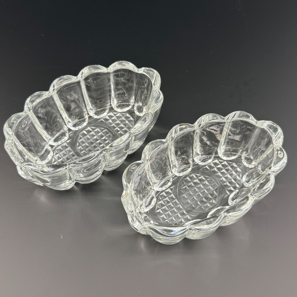 VTG Princess House Heritage Crystal Spoon Rest Set of 2 Utensil Holder 5"